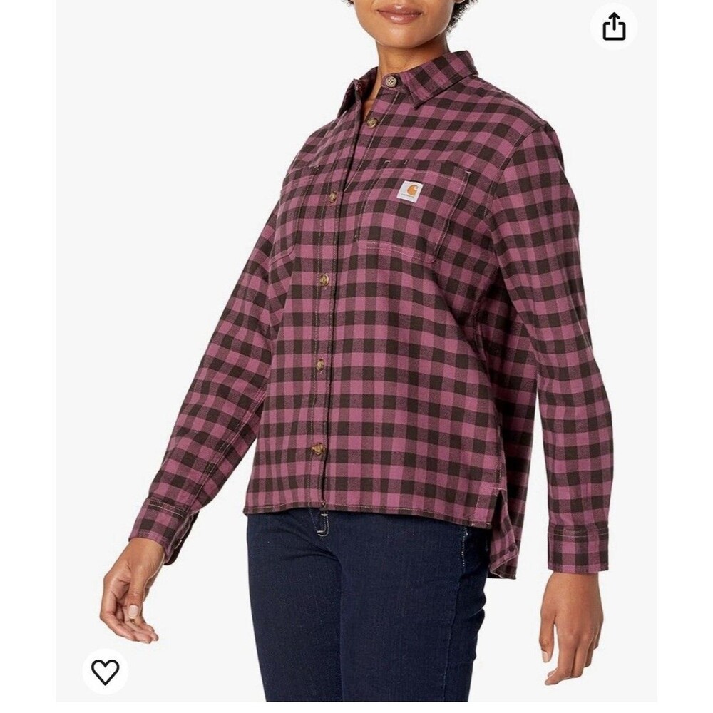 Carhartt Rugged Flex Loose Fit Midweight Flannel Long Sleeve Plaid Sz S EUC!!